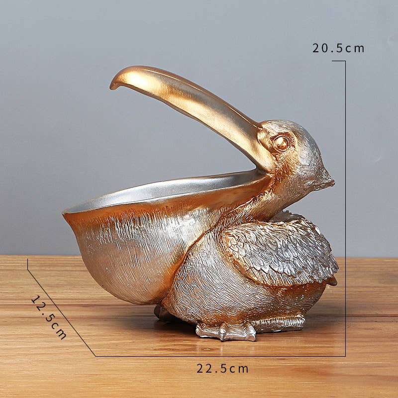 Pelican Resin Storage Bowl Animal Sculpture Home Decor: Dark Green