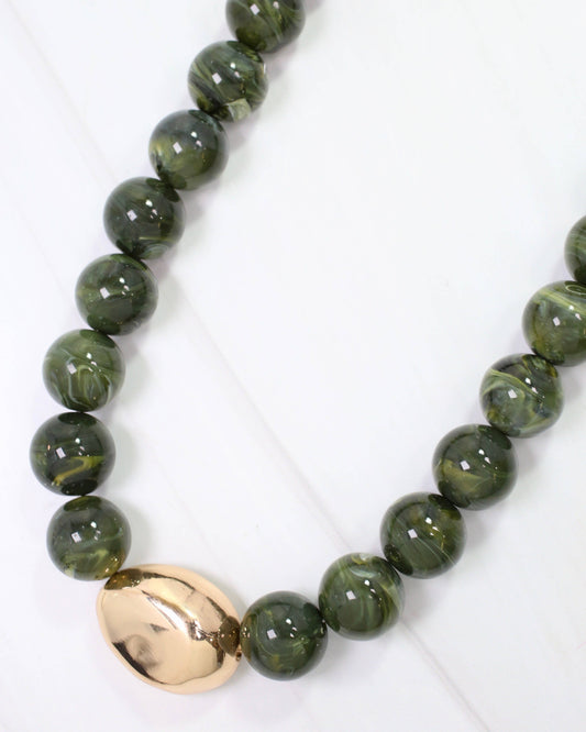 Brooklyn Bold Stone Necklace Olive: Default