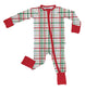 Festive Plaid  - LS Convertible Zip PJs: 3-6 mo