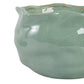 Green Ceramic Round Wavy Edge Planters (2 Sizes)