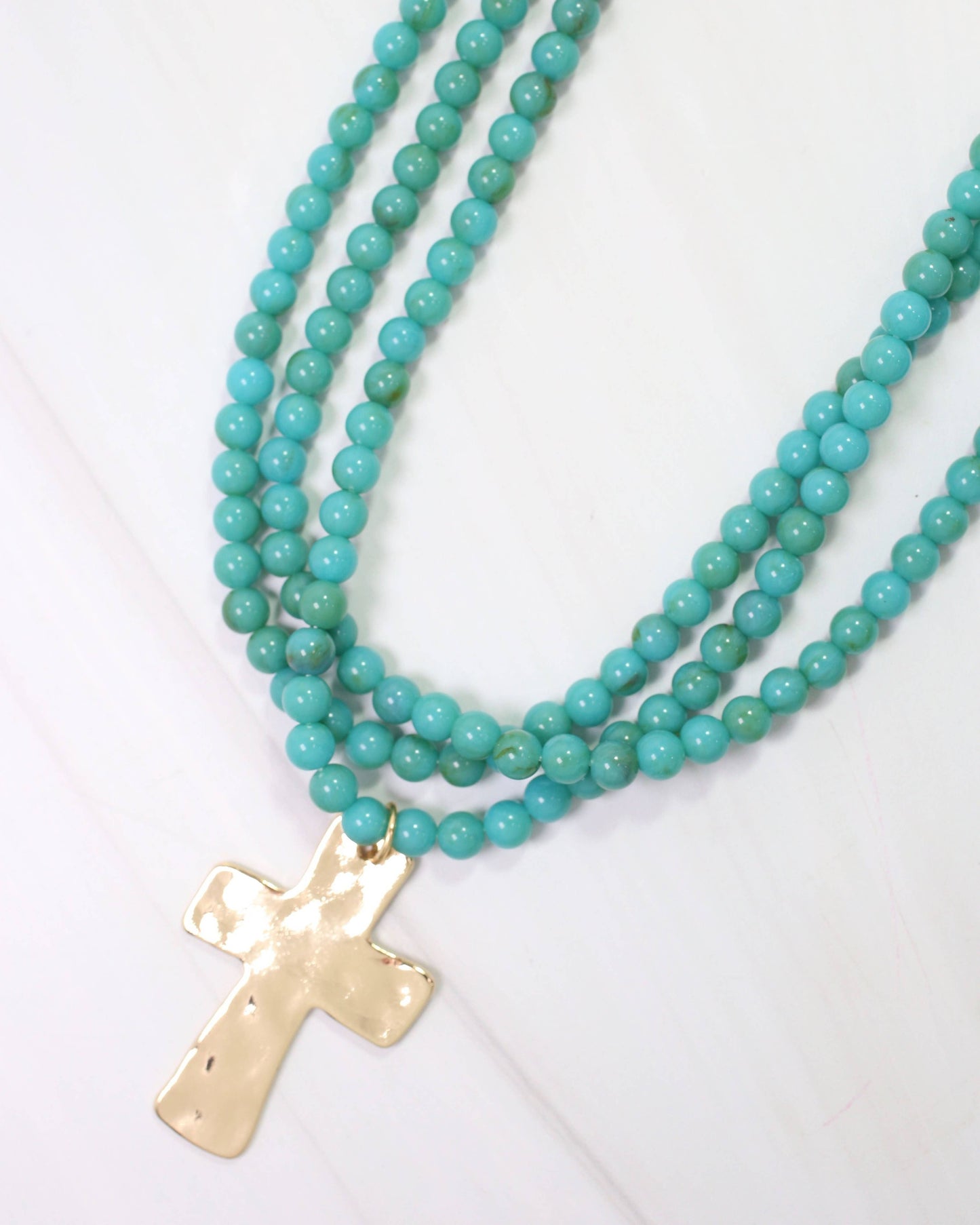 Barstow Layered Beaded Cross Necklace Turquoise: Default