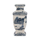 Decorative Jar - Blue Ceramic Chinoiserie Temple, 15 in.