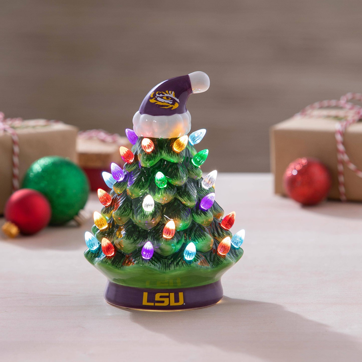 8" LED Ceramic Christmas Tree, Louisiana State University