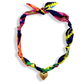 Scarf Bandana Charm Necklaces : Heart CZ - Purple Blue Abstract Scarf
