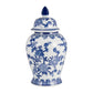 Blue 18 in. Ceramic Chinoiserie Temple Jar with Bird/Flower