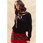 SEQUINS RIBBON CHRISTMAS HOLIDAY SWEATER TOP: BLACK/GOLD / L