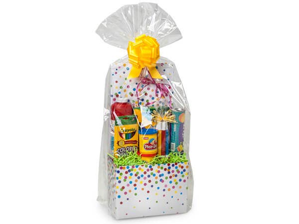 Clear Cellophane Basket Wrap Bags: Clear / 100 Pack / X-Small 8x4x18"