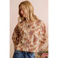 Floral Print Ivory/Brown Button Front Sweater Vest