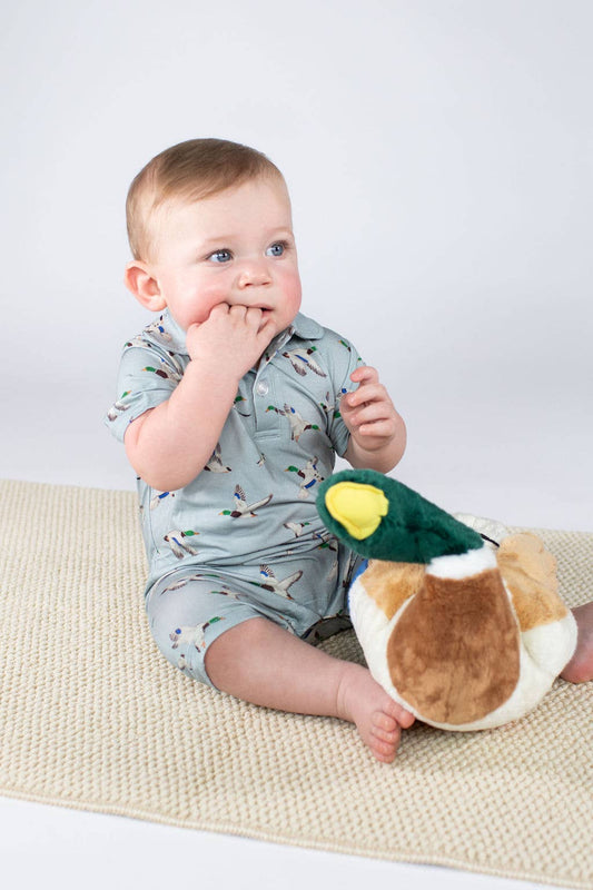 Mallards / Ducks - SS Polo Romper: 3-6M