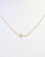 West Point CZ Side Cross Necklace Gold