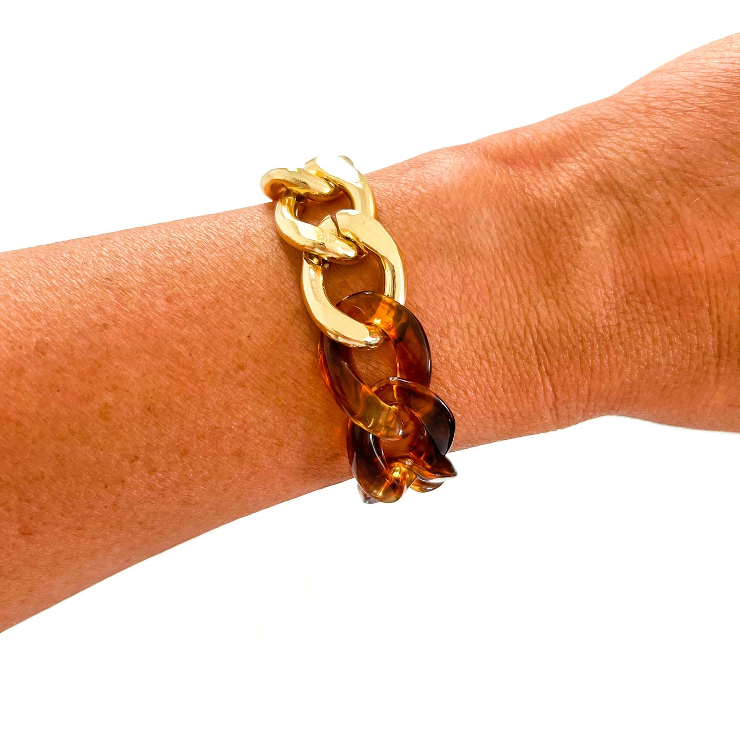 All Chunky Acrylic Chain Link Bracelet: Matte Mauve