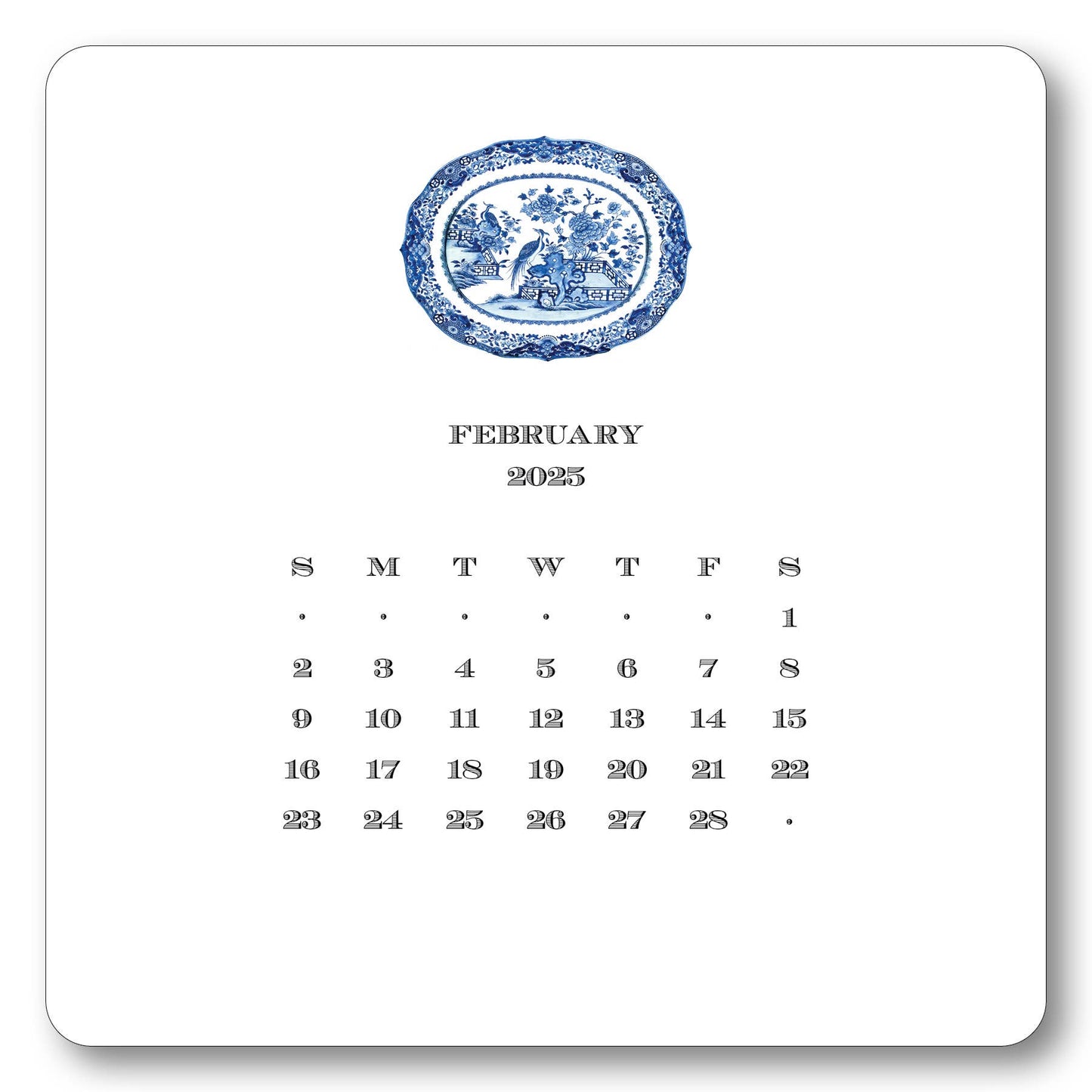 2025 Chinoiserie Calendar with Easel