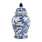 Blue 18 in. Ceramic Chinoiserie Temple Jar with Bird/Flower
