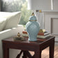 Ceramic Rope Temple Lidded Decorative Jar - Blue, 14 in.