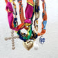 Scarf Bandana Charm Necklaces : Heart CZ - Purple Blue Abstract Scarf