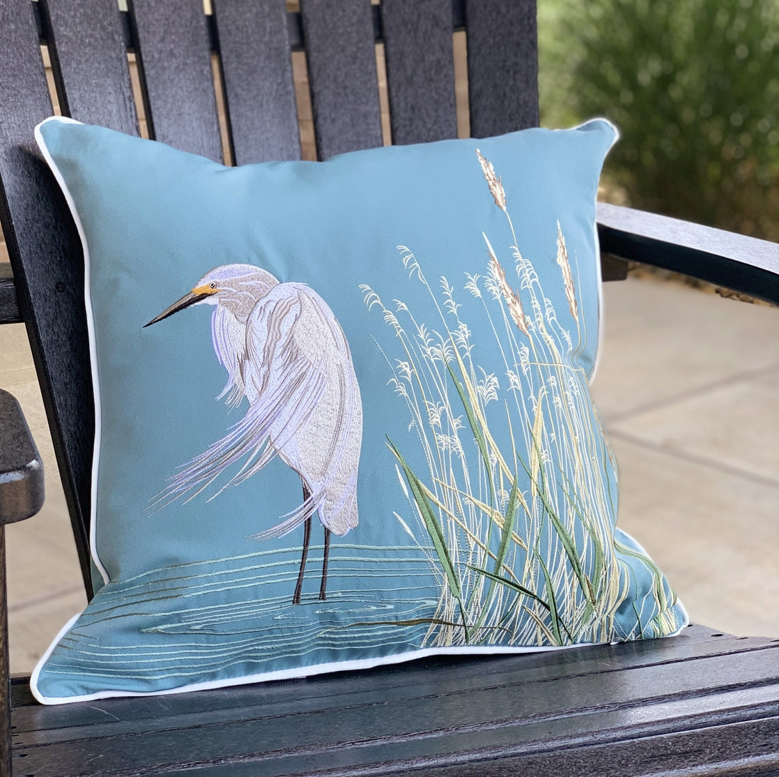 Snowy White Egret Indoor/Outdoor Pillow
