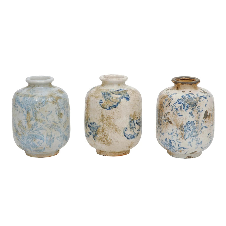 Terracotta Vase w/Pattern (3 Styles)