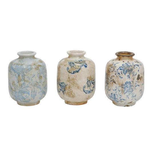 Terracotta Vase w/Pattern (3 Styles)