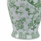 Ceramic Bird Flower Decorative Temple Jar - Green, 18 in.