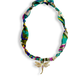 Scarf Bandana Charm Necklaces : Heart CZ - Purple Blue Abstract Scarf