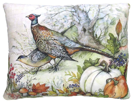 Pillow - Fall Pheasants - indoor / outdoor cushion: 19x24