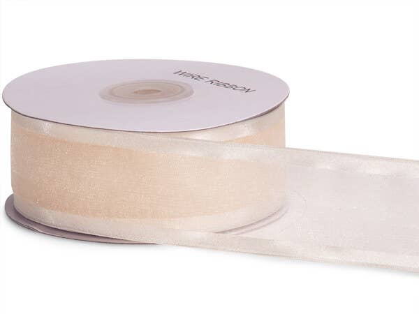 Wired Satin Edge Sheer Ribbon: Ivory / 1 Pack / 1-1/2"x25 yards