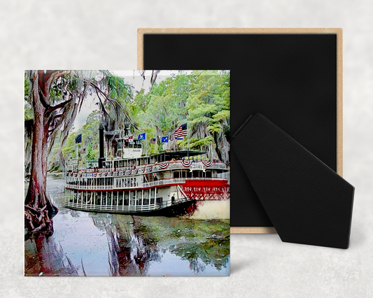 Louisiana, Artwork, Natchez Riverboat, Ceramic tile (Copy): 4"x4"