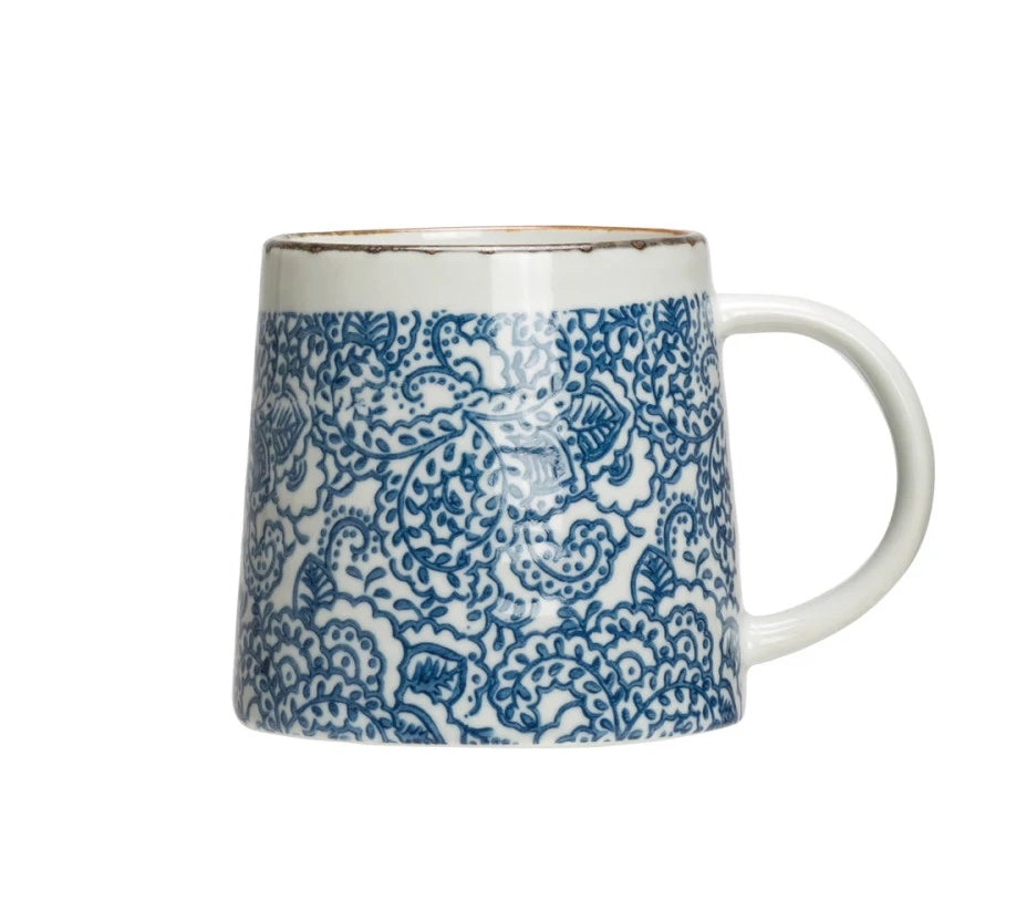 Hand-Stamped Stoneware Mug -(3 Styles)