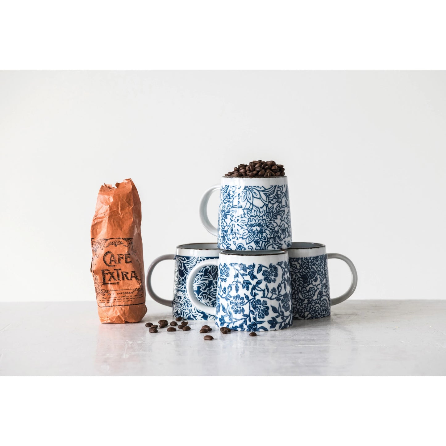 Hand-Stamped Stoneware Mug -(3 Styles)