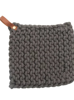 Crocheted Pot Holder with Leather Loop (3 Colors)