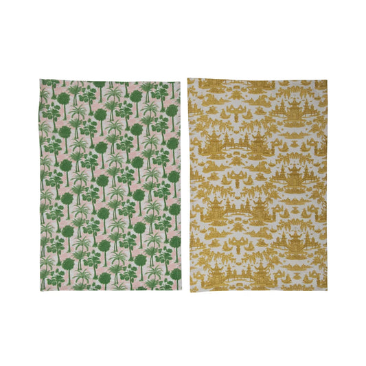Cotton Printed Tea Towels w/Pattern (Set of 2)