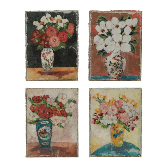 Canvas Wall Decor w/Flowers in Vase (4 Styles)