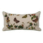 Cotton Lumbar Pillow w/Butterflies, Flowers, Embroidery & Piping