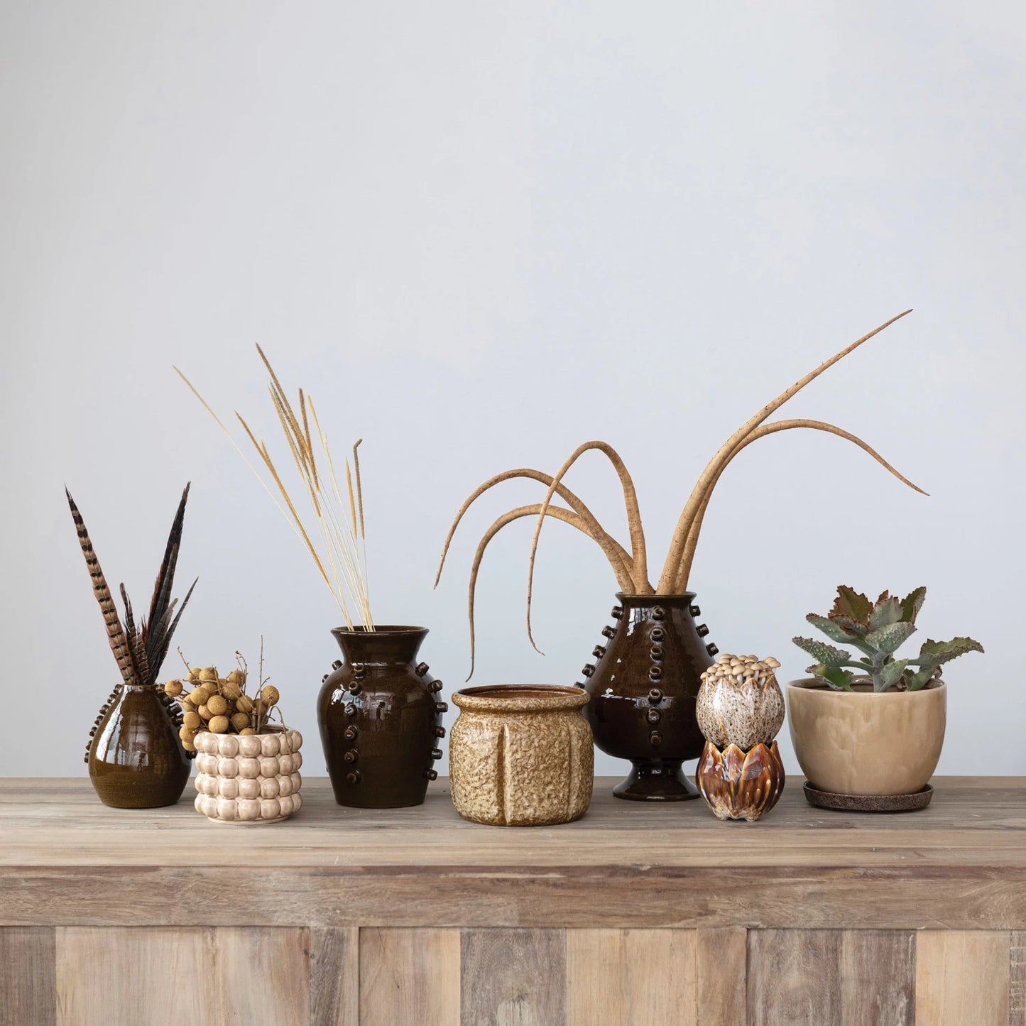 Stoneware Flower Shaped Planter (2 Colors) Each One Will Vary