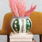 Hand-Painted Stoneware Planter w/ Design (Each One Will Vary)
