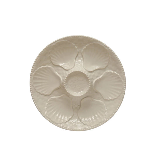 Stoneware Oyster Plate, Matte White