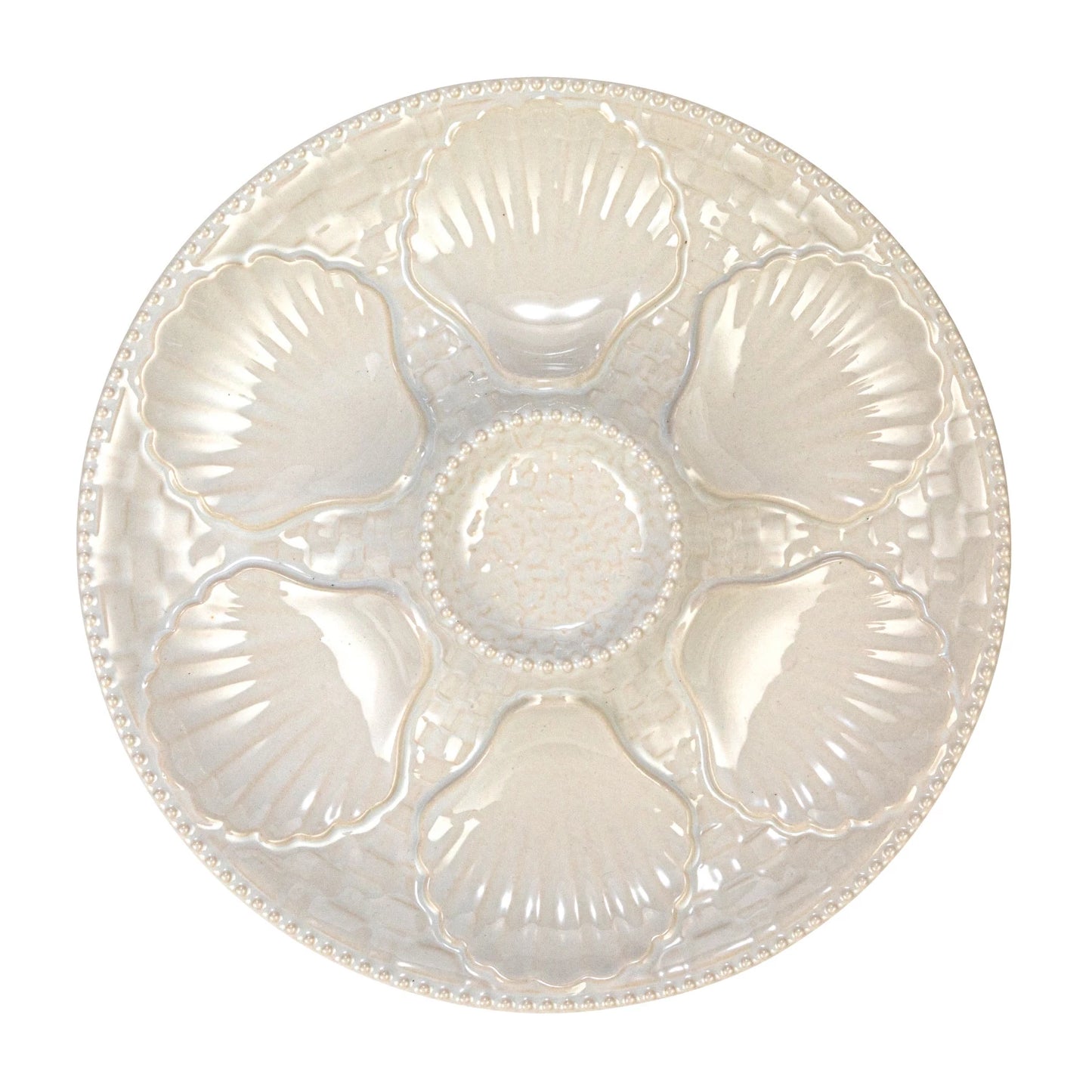 Stoneware Oyster Plate, Matte White