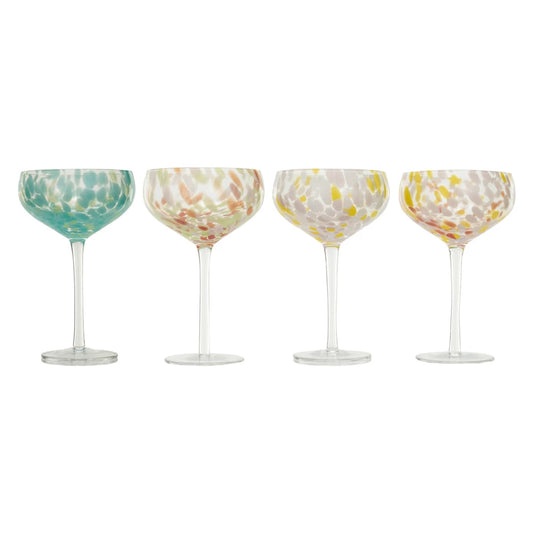 Blown Stemmed Confetti Champagne/Coupe Glass (4 Styles)