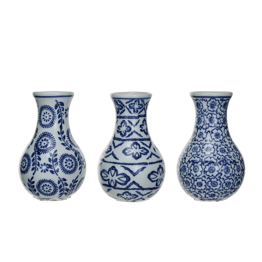 Hand-Stamped Stoneware Vase (3 Styles)