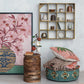 Wood Framed Glass Wall Decor w/Flowers in Vase