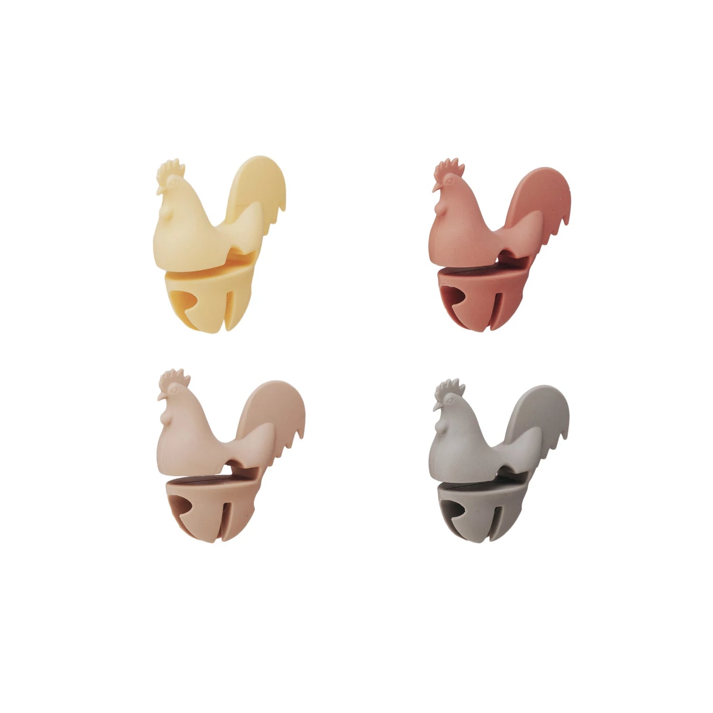 Silicone Rooster Shaped Lid/Spoon Holder (4 Colors)