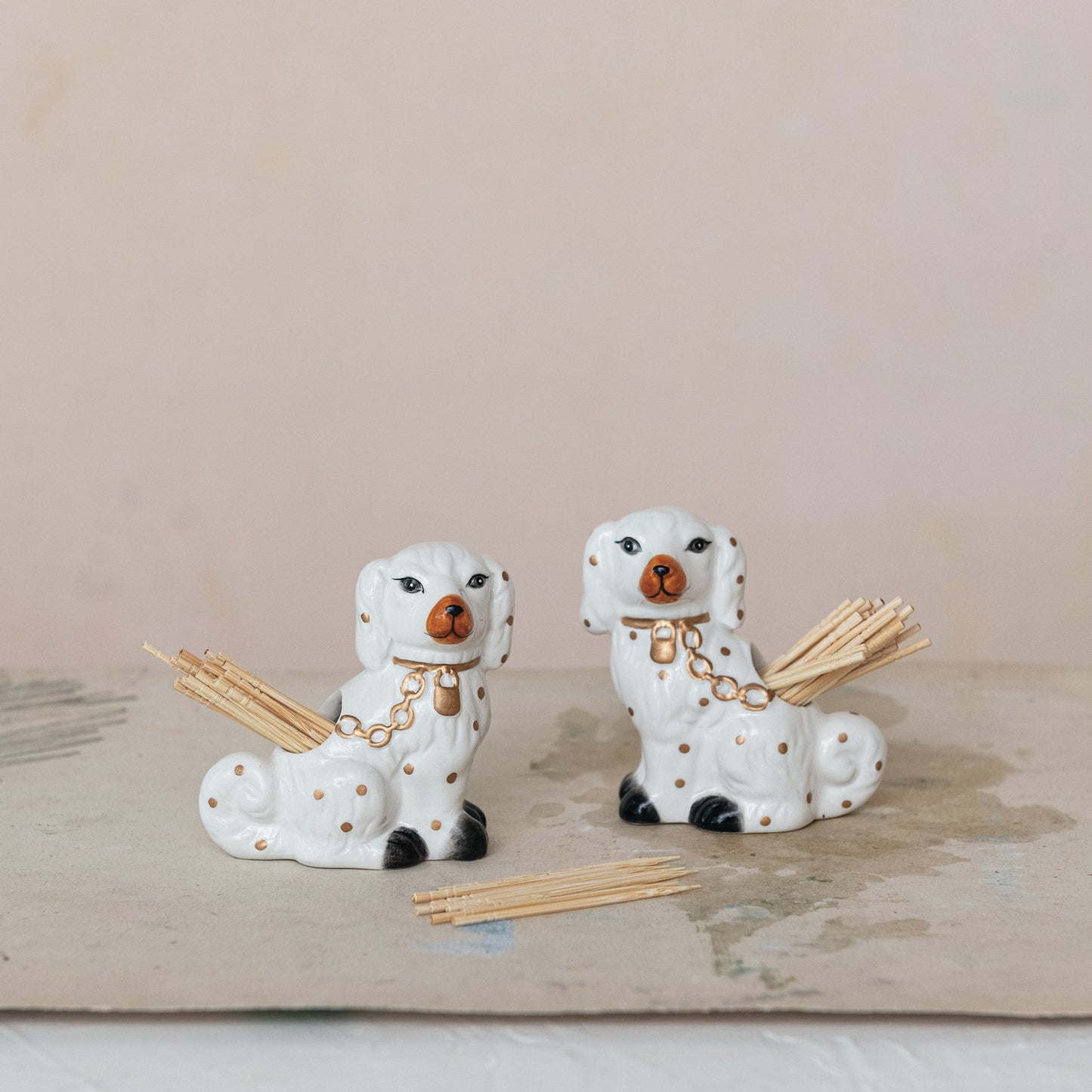 Ceramic Staffordshire Dog Shaped Toothpick Holder (2 Styles)