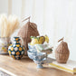 Hand-Painted Stoneware Footed Bowl w/Botanicals & Scalloped Edge