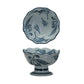 Hand-Painted Stoneware Footed Bowl w/Botanicals & Scalloped Edge