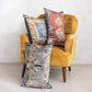 Square Cotton Blend Velvet Printed Pillow w/Vintage Carpet Pattern