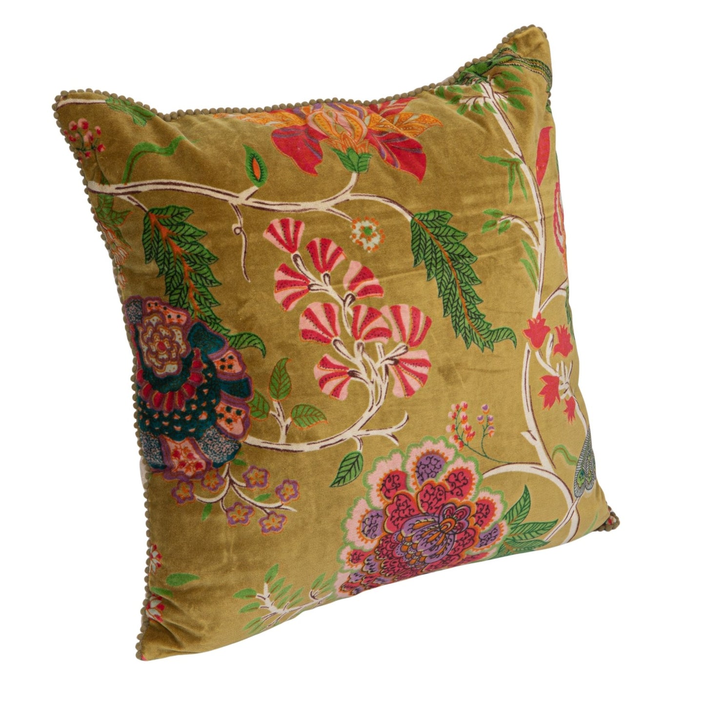 Square Cotton Blend Velvet Printed Pillow (Each Will Vary)