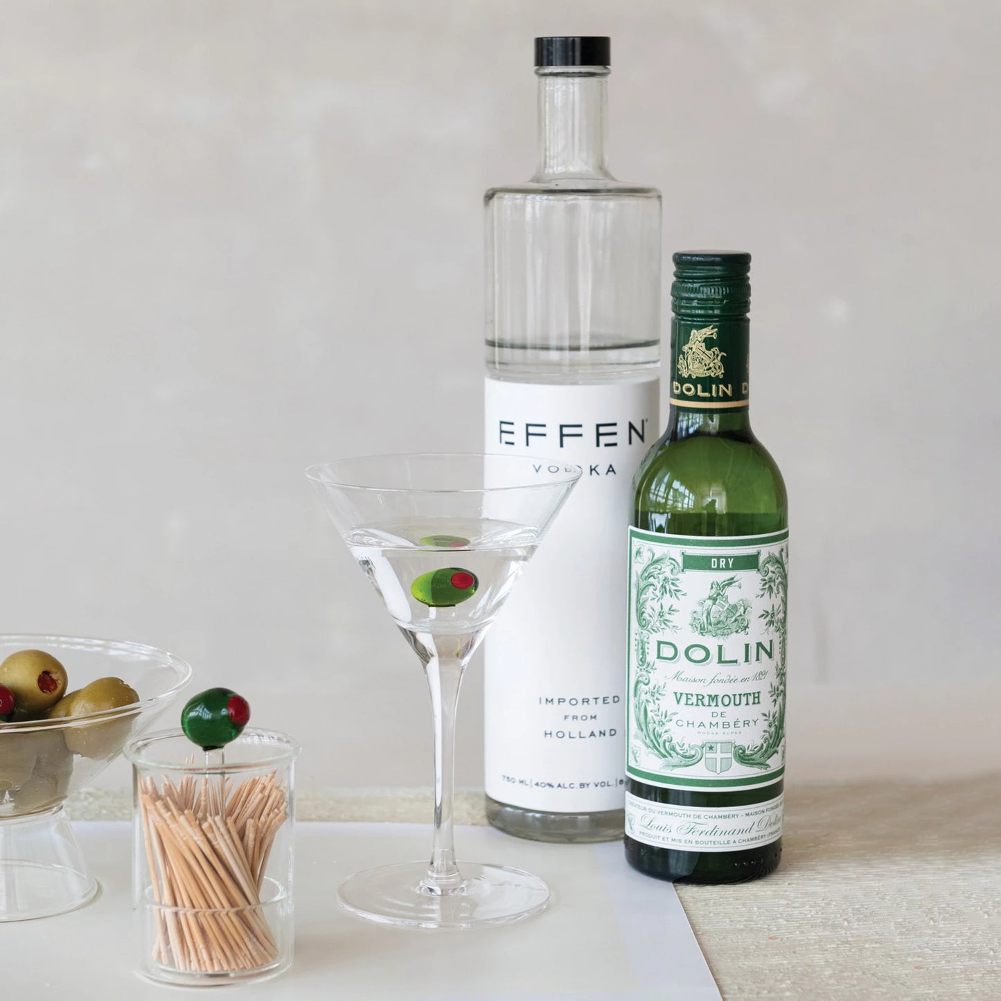 Stemmed Martini Glass w/Hand-Blown Olive Inside