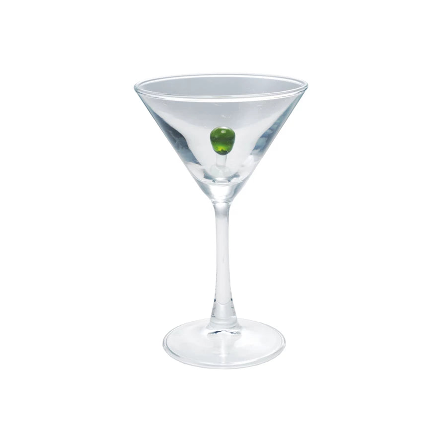 Stemmed Martini Glass w/Hand-Blown Olive Inside