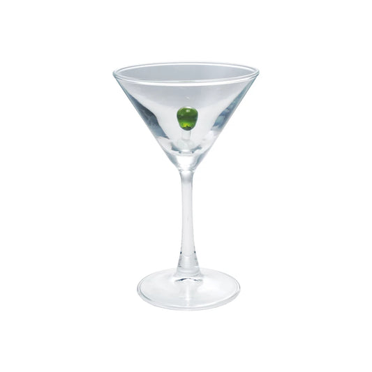Stemmed Martini Glass w/Hand-Blown Olive Inside