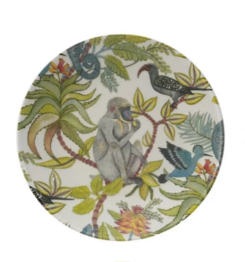 Printed Stoneware Plate w/Botanicals (4 Styles)